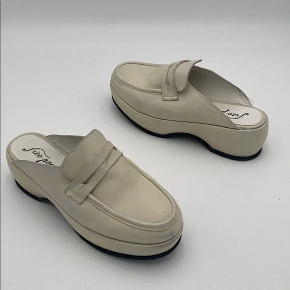 Free people Winston Cream platform Loafers women 38 Silp on Y2K leather retro - Picture 3 of 14